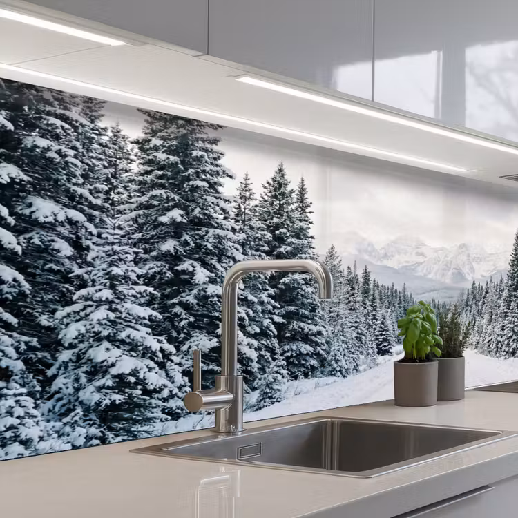 Kitchen splashback - Road - Snow - Coniferous forest - Winter - Adventurous — 2