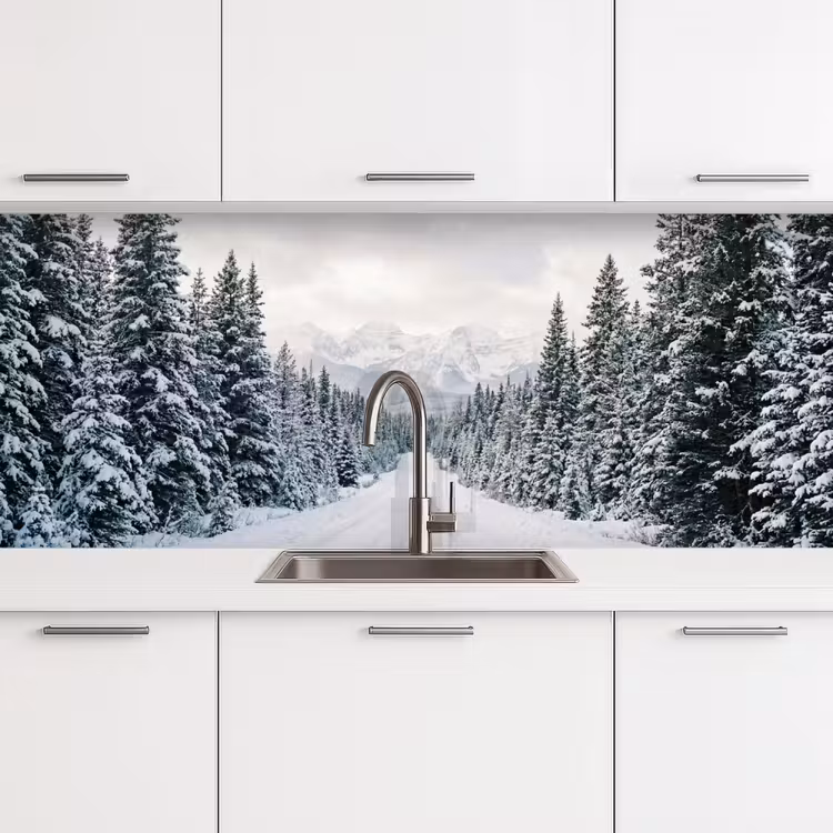 Kitchen splashback - Road - Snow - Coniferous forest - Winter - Adventurous — 4