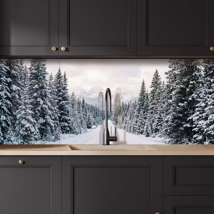 Kitchen splashback - Road - Snow - Coniferous forest - Winter - Adventurous — 6
