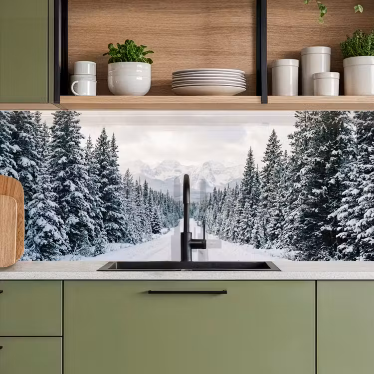 Kitchen splashback - Road - Snow - Coniferous forest - Winter - Adventurous — 8