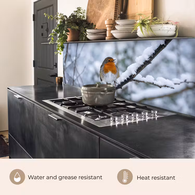 Kitchen splashback - Robin - Branch - Snow - Winter - Lively — 5