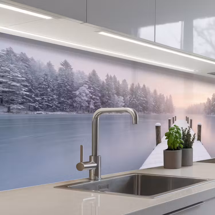 Kitchen splashback - Scaffold - Lake - Fog - Winter - Serene — 2