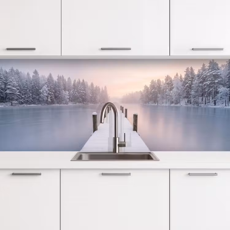 Kitchen splashback - Scaffold - Lake - Fog - Winter - Serene — 4