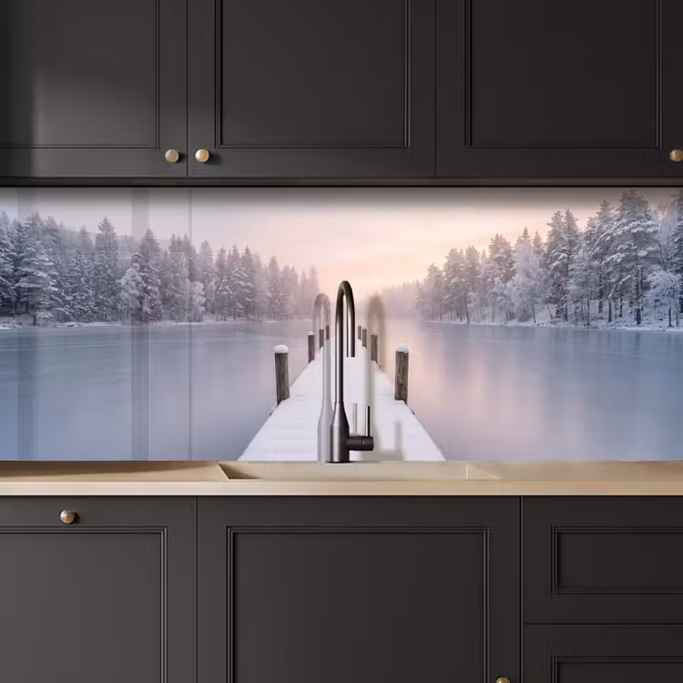 Kitchen splashback - Scaffold - Lake - Fog - Winter - Serene — 6