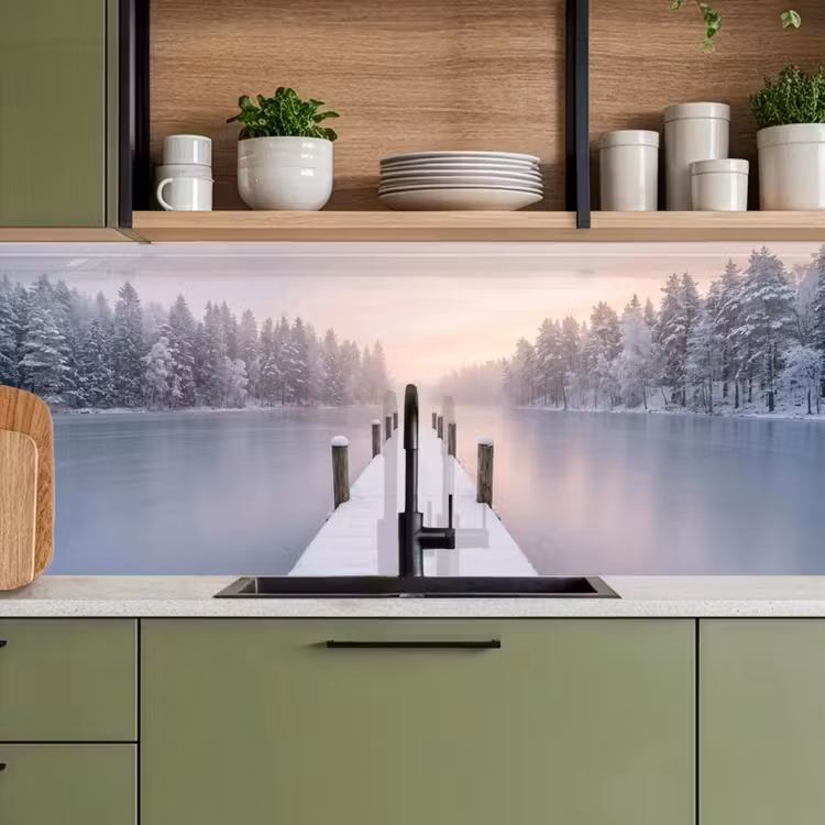 Kitchen splashback - Scaffold - Lake - Fog - Winter - Serene — 8