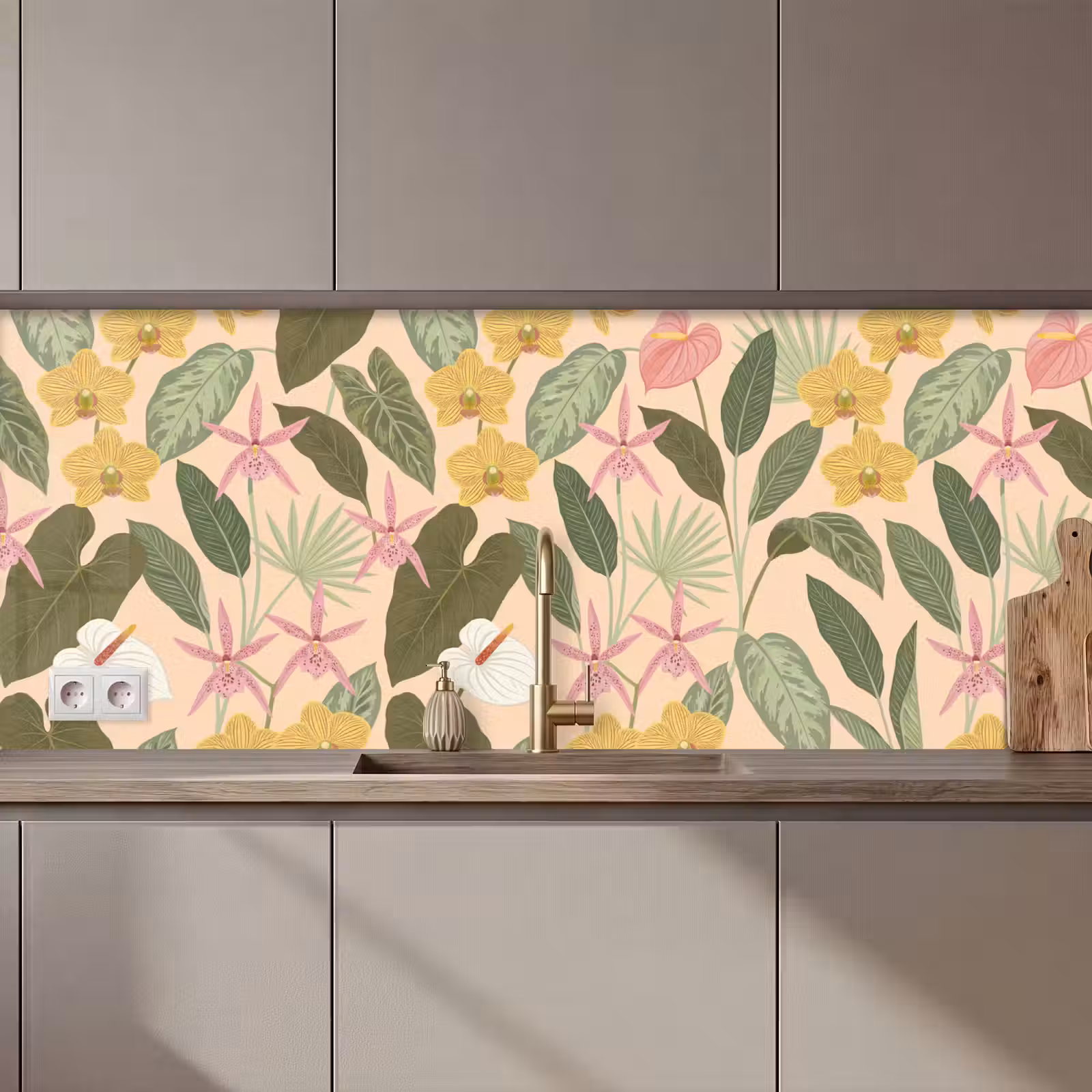 Kitchen splashback - Pattern - Flowers - Colorful — 1