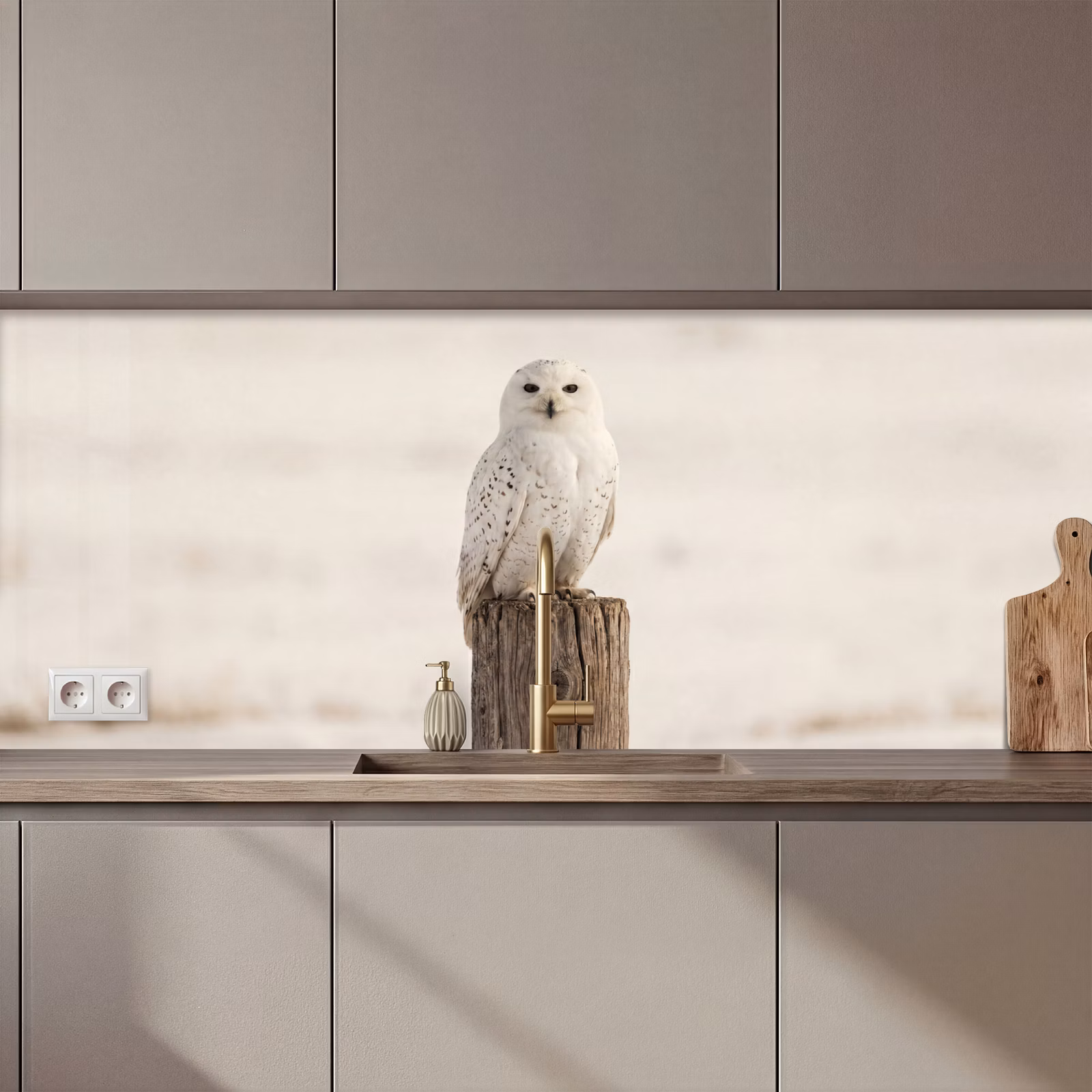 Kitchen splashback - Snowy owl - Pole - Winter - Portrait - Majestic — 1