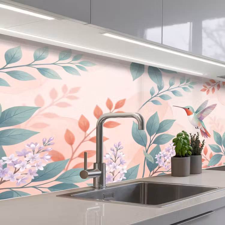 Kitchen splashback - Hummingbird - Flies - Nature - Illustration - Colorful — 2