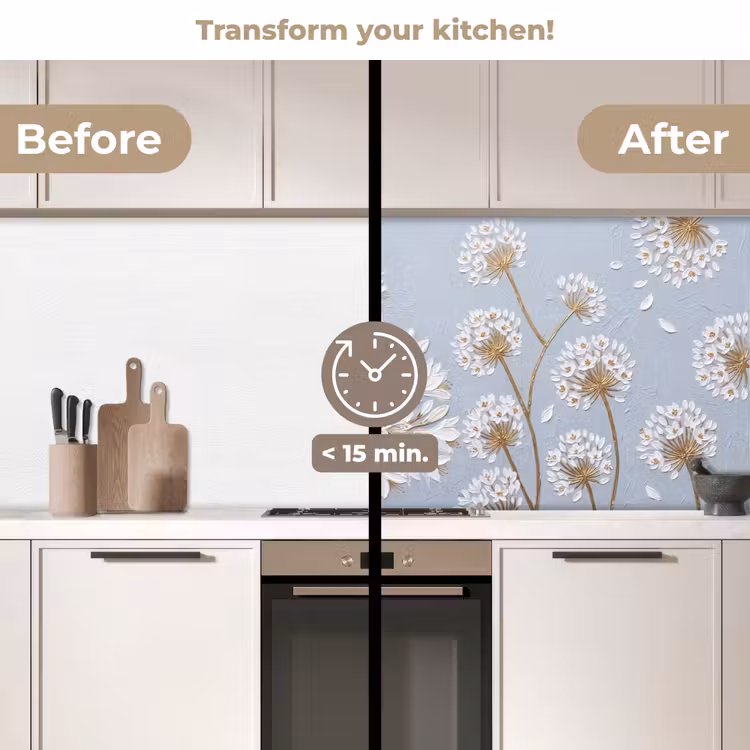 Kitchen splashback - Illustration - Flowers - Blue — 3