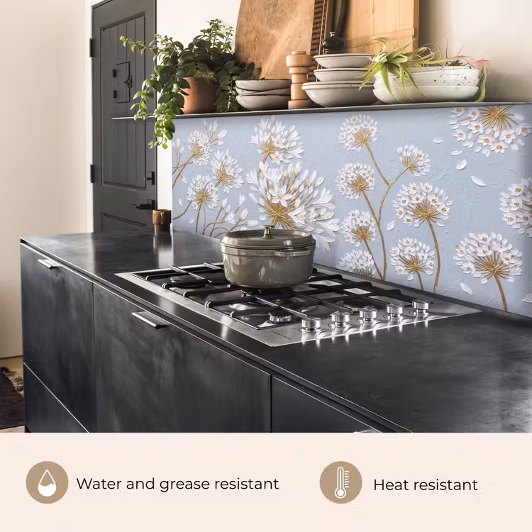Kitchen splashback - Illustration - Flowers - Blue — 5
