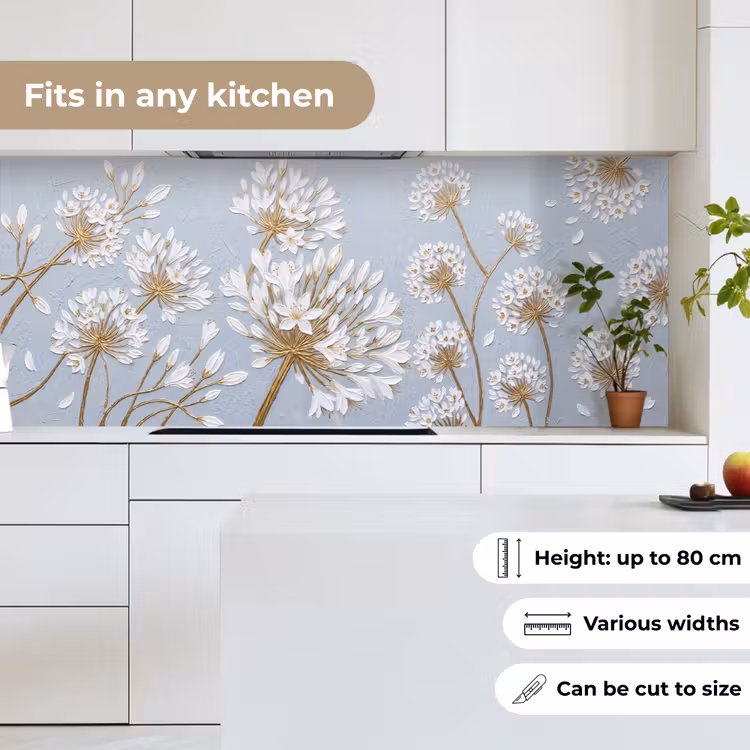 Kitchen splashback - Illustration - Flowers - Blue — 7