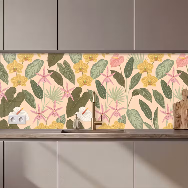 Kitchen splashback - Pattern - Flowers - Colorful — 1