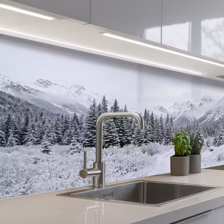 Kitchen splashback - Road - Mountains - Snow - Coniferous forest - Adventurous — 2