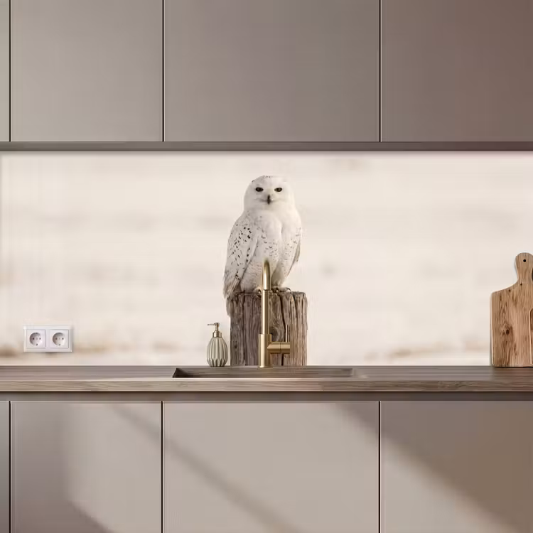 Kitchen splashback - Snowy owl - Pole - Winter - Portrait - Majestic — 1