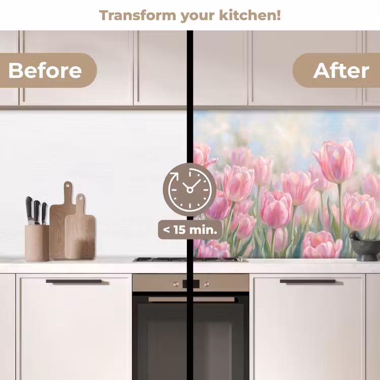 Kitchen splashback - Tulips - Field - Spring - Pink — 3
