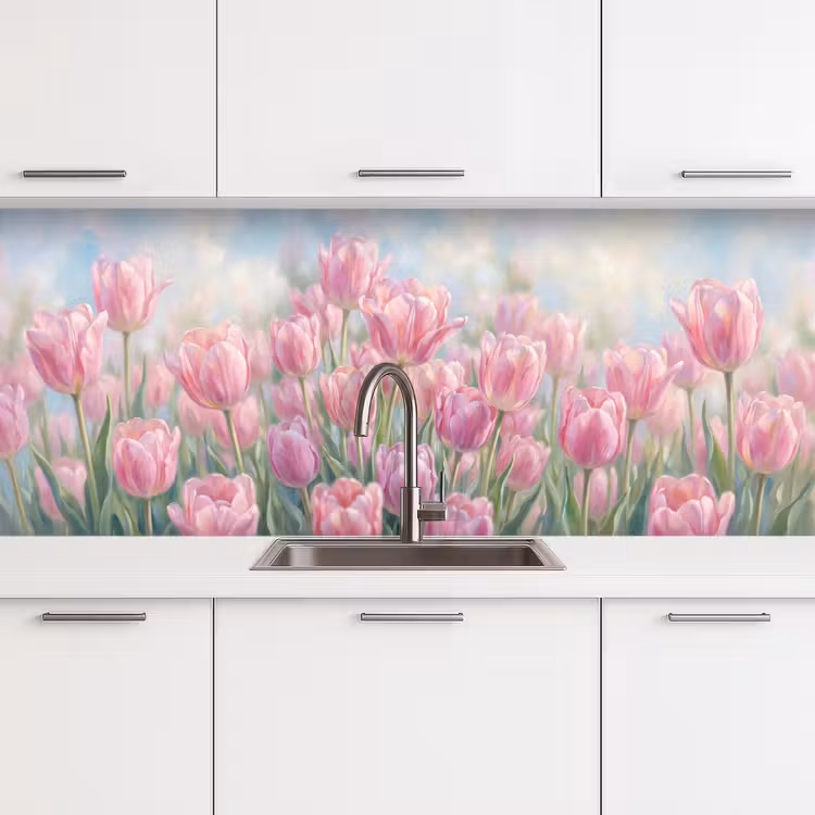 Kitchen splashback - Tulips - Field - Spring - Pink — 4