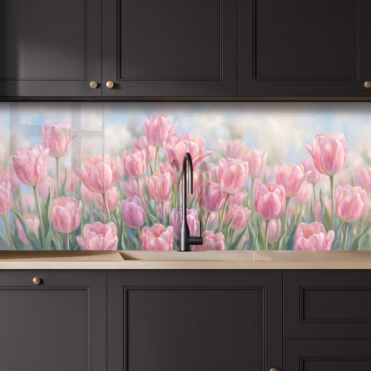 Kitchen splashback - Tulips - Field - Spring - Pink — 6