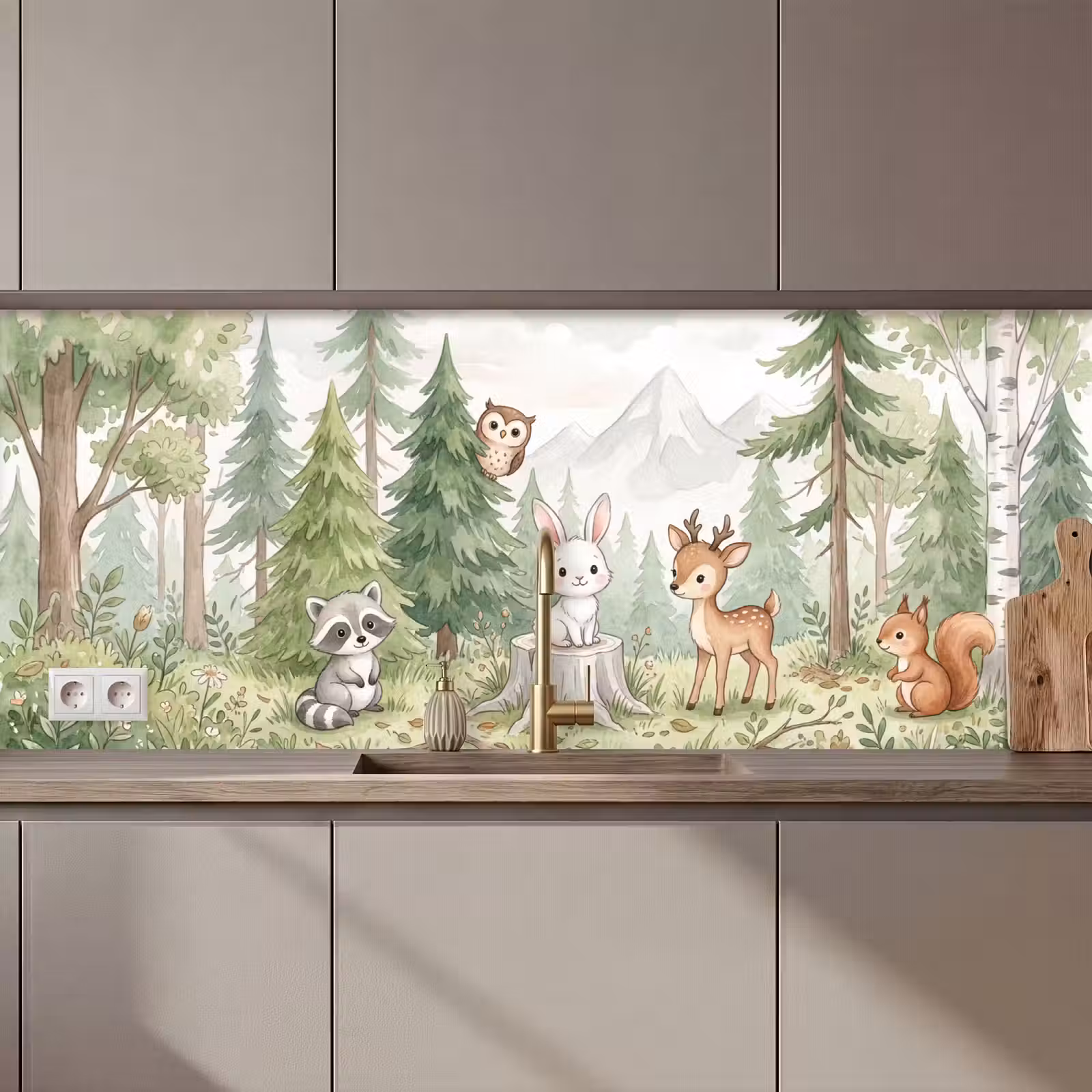 Kitchen splashback - Forest - Animals - Green — 1