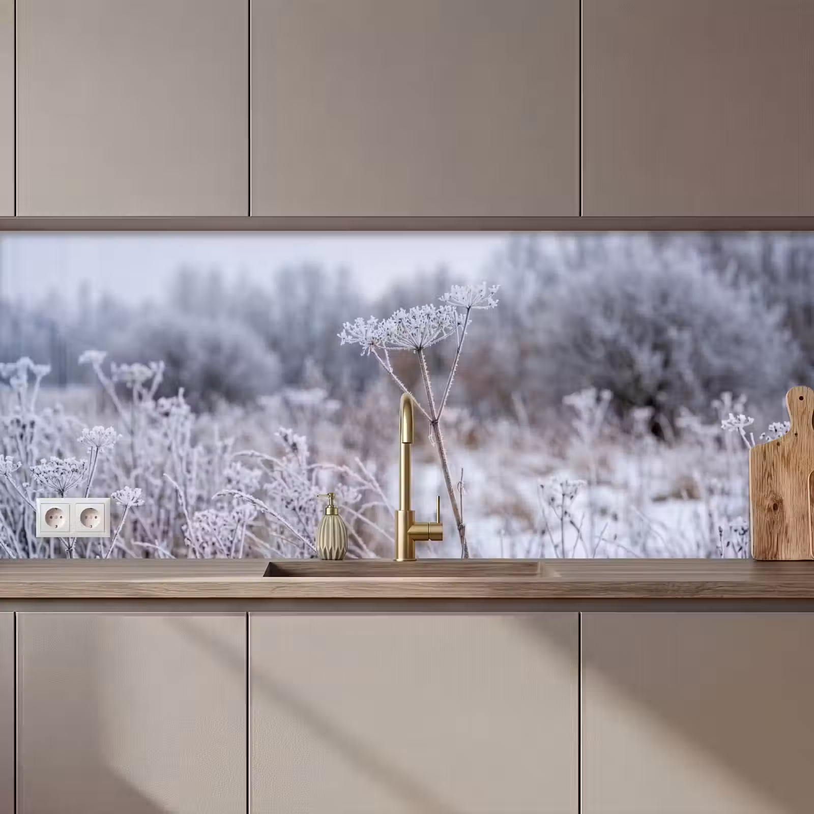 Kitchen splashback - Screen flower - Ripe - Crystals - Winter - Delicate — 1