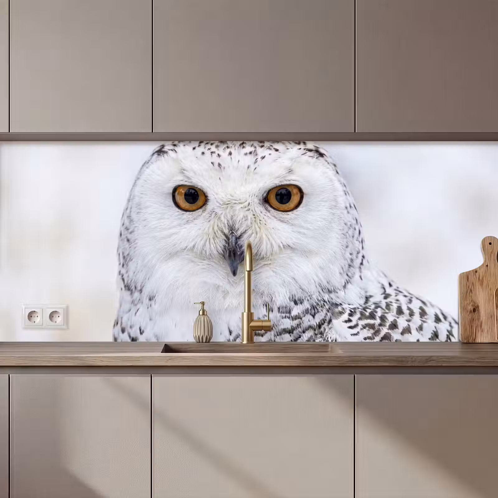 Kitchen splashback - Snowy owl - Eye - Wildlife - White — 1