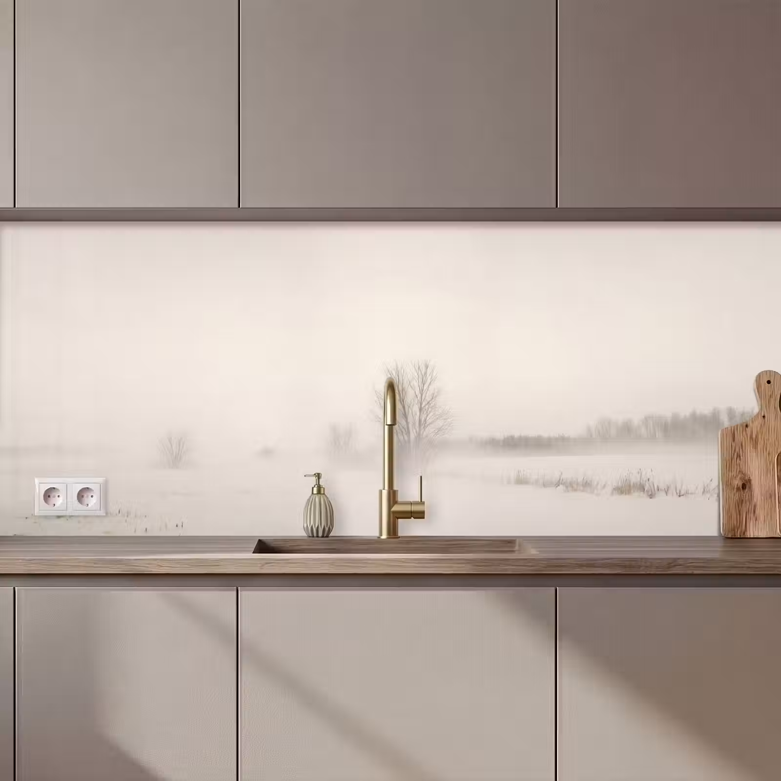 Kitchen splashback - Tree - Fog - Snow - Winter - Minimalist — 1