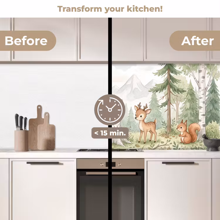 Kitchen splashback - Forest - Animals - Green — 3