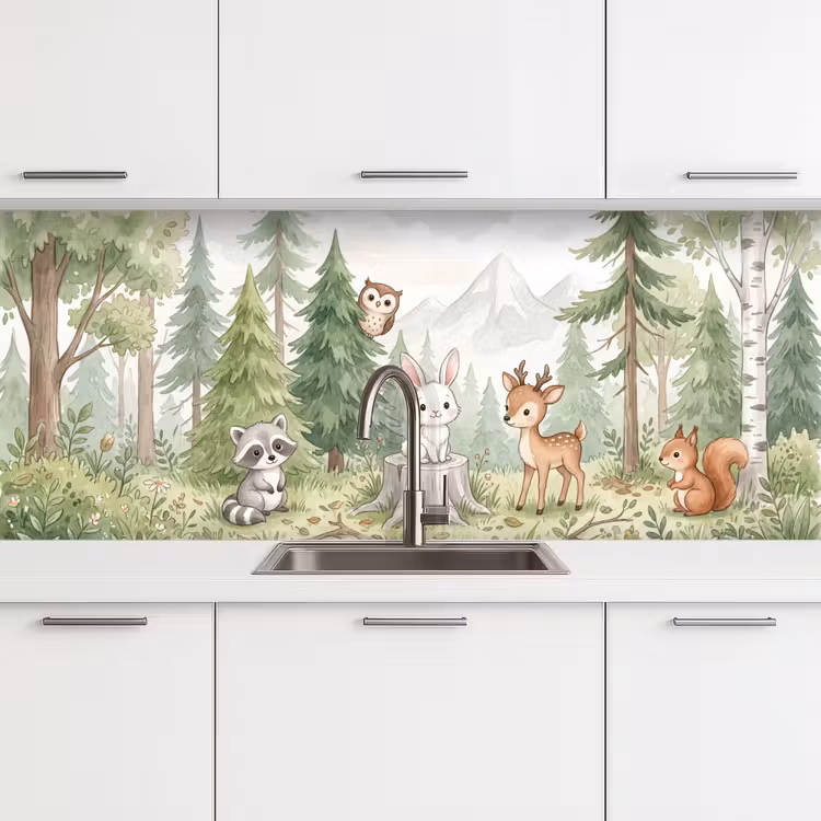 Kitchen splashback - Forest - Animals - Green — 4