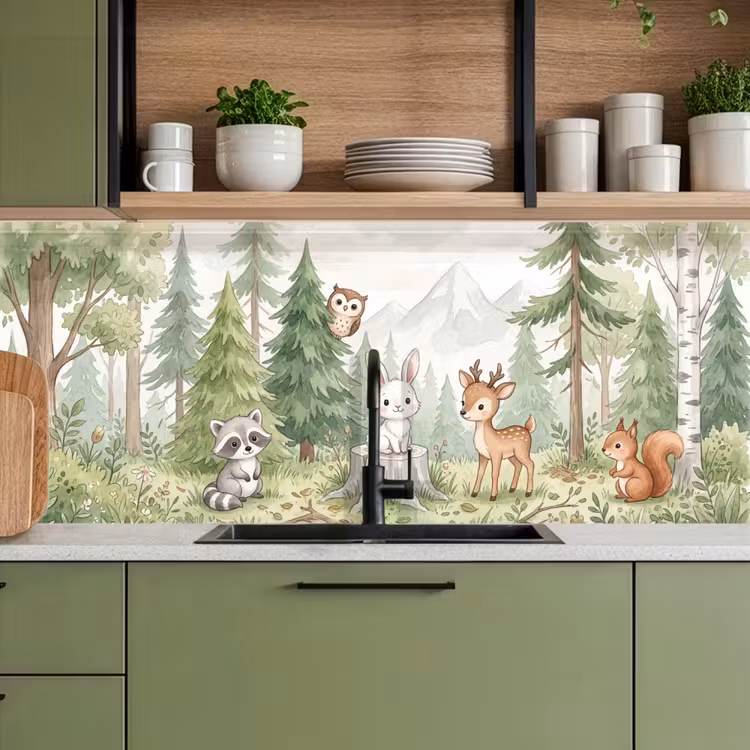 Kitchen splashback - Forest - Animals - Green — 8