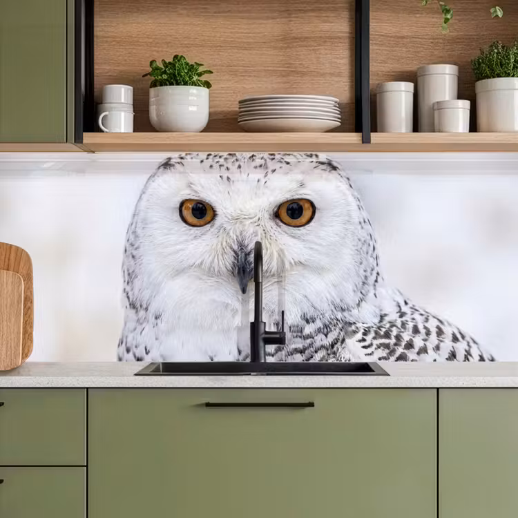 Kitchen splashback - Snowy owl - Eye - Wildlife - White — 8
