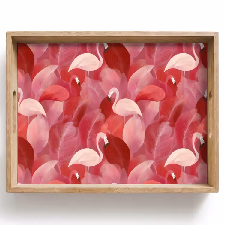 Tray - Flamingo - Botanical - Elegant - Pink - Red — 1