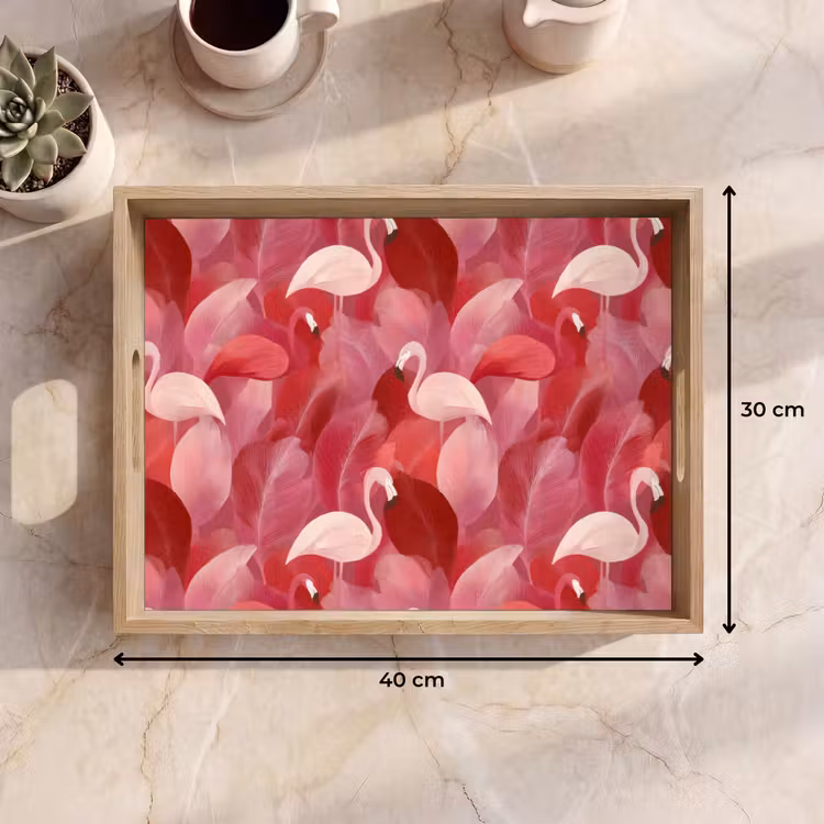 Tray - Flamingo - Botanical - Elegant - Pink - Red — 8