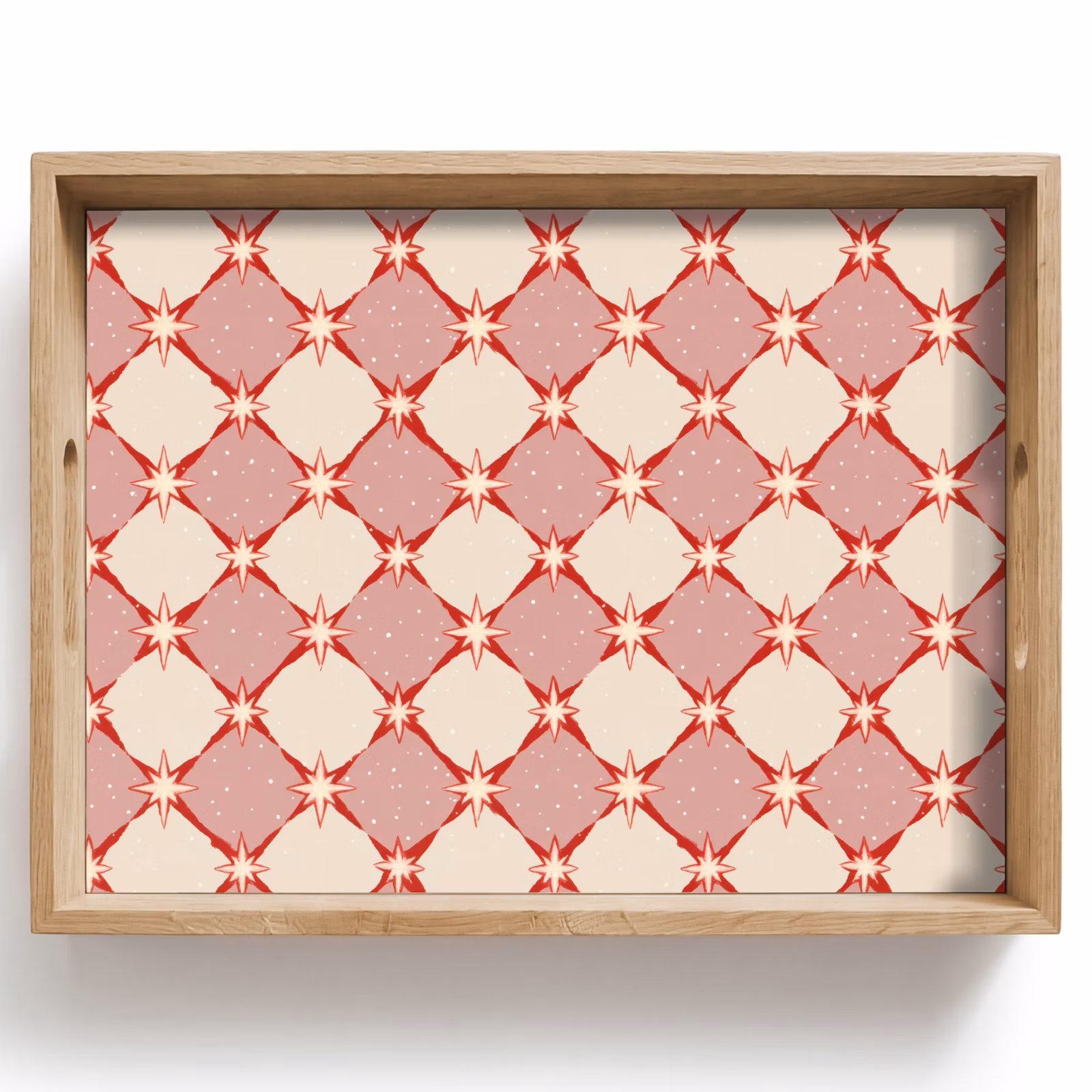 Tray - Diamonds - Stars - Vintage - Dusty Pink - Red — 1