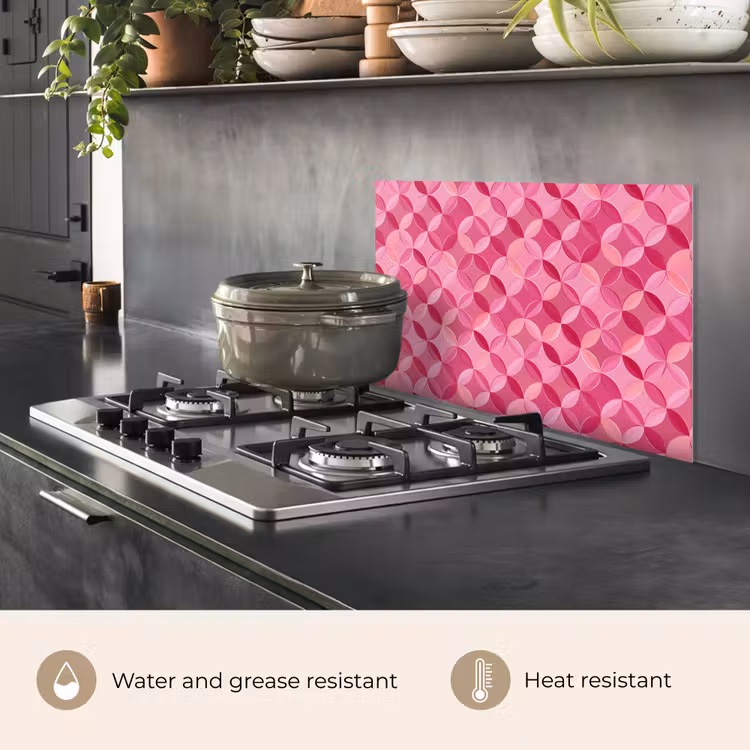 Kitchen splashback for hob - Geometric - Mosaic - Modern - Pink — 2