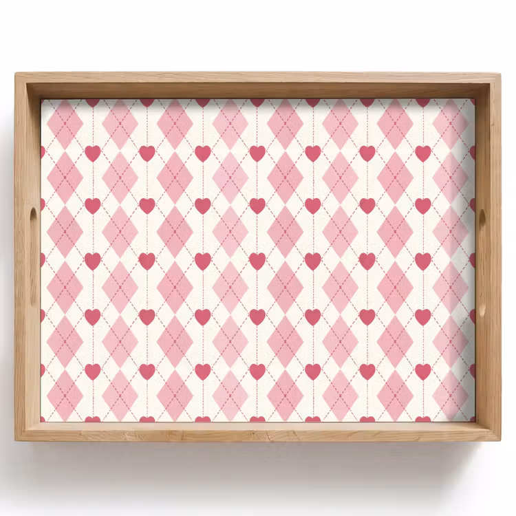 Tray - Diamonds - Classic - Pink - White — 1