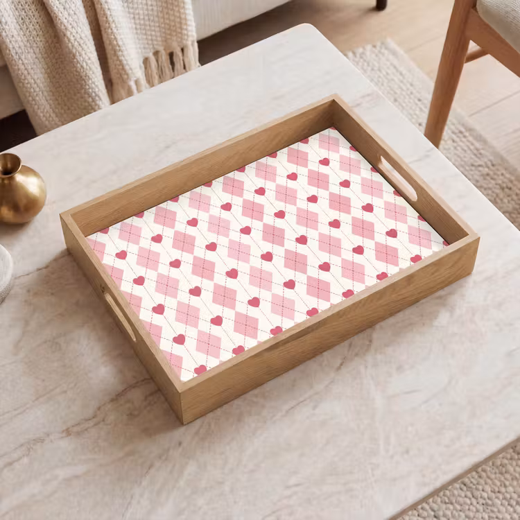 Tray - Diamonds - Classic - Pink - White — 2