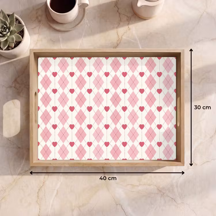 Tray - Diamonds - Classic - Pink - White — 8