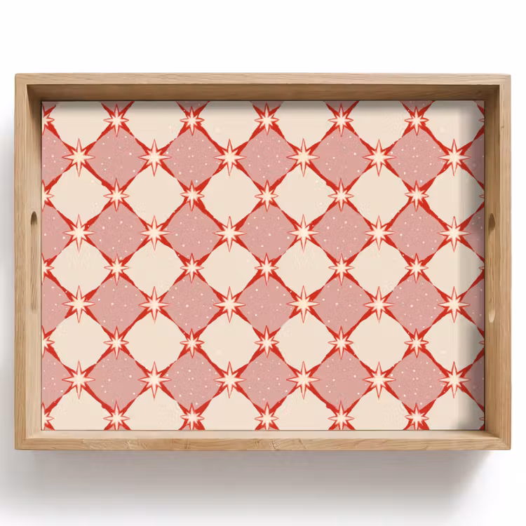 Tray - Diamonds - Stars - Vintage - Dusty Pink - Red — 1
