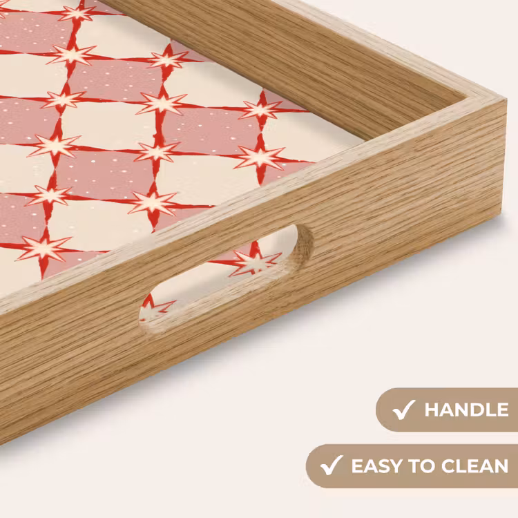 Tray - Diamonds - Stars - Vintage - Dusty Pink - Red — 9