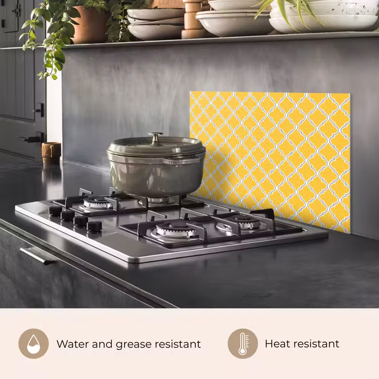 Kitchen splashback for hob - Lantern - Arabesque - Elegant - Yellow — 2