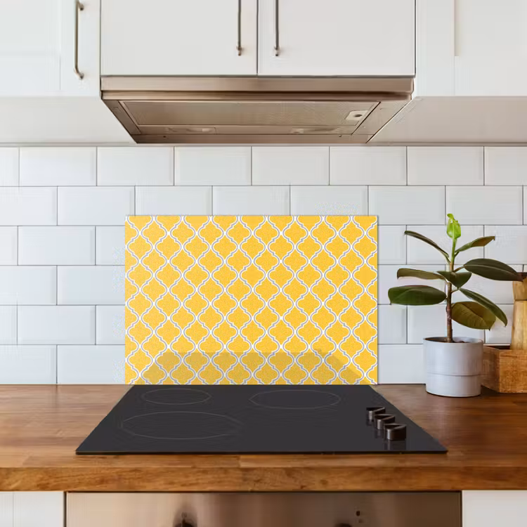 Kitchen splashback for hob - Lantern - Arabesque - Elegant - Yellow — 3