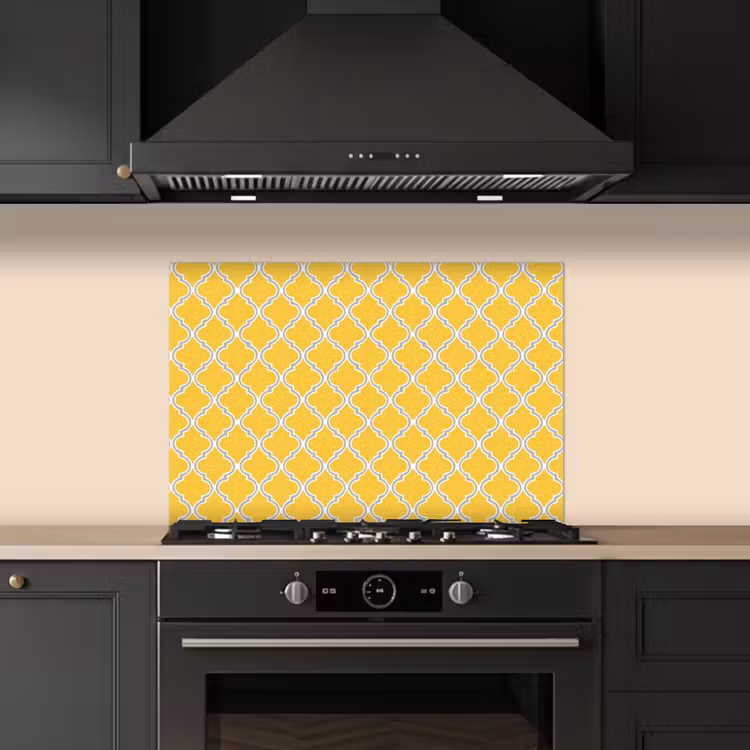 Kitchen splashback for hob - Lantern - Arabesque - Elegant - Yellow — 5