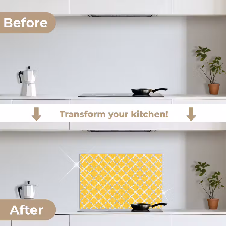 Kitchen splashback for hob - Lantern - Arabesque - Elegant - Yellow — 7