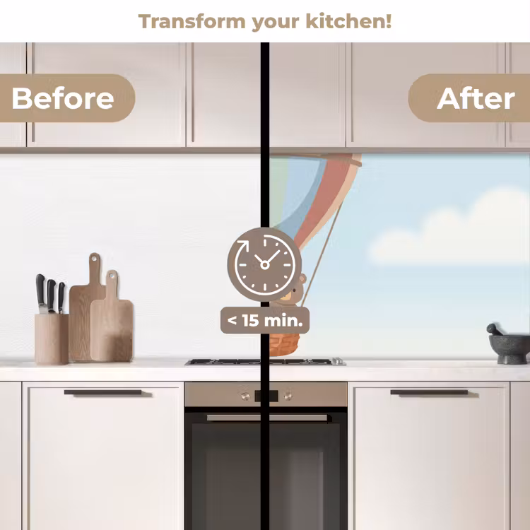 Kitchen splashback - Hot air balloon - Bears - Pastel — 3