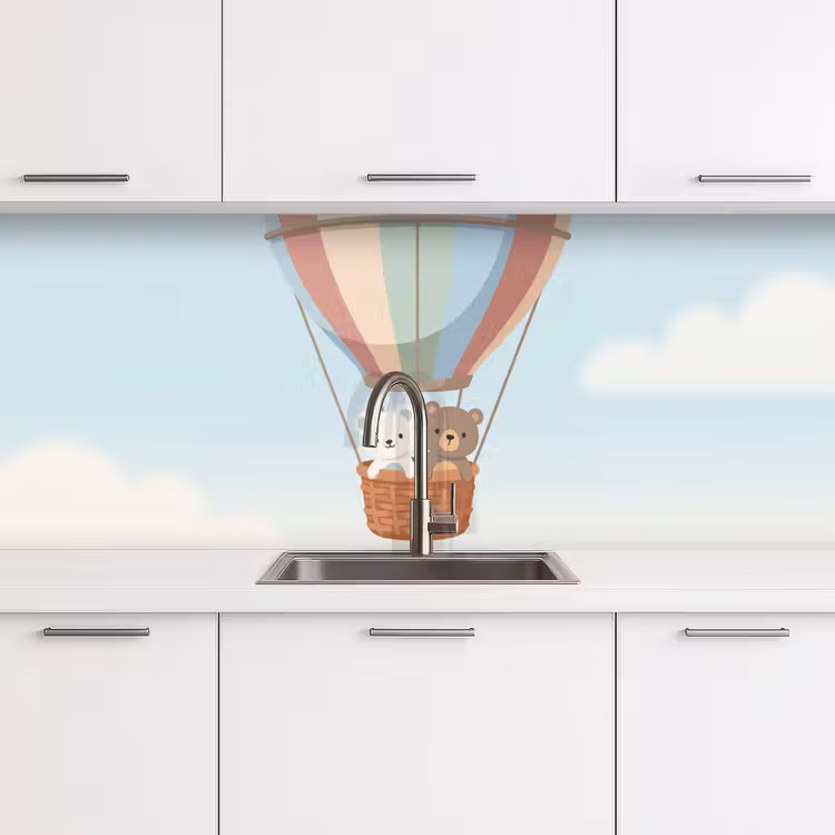Kitchen splashback - Hot air balloon - Bears - Pastel — 4