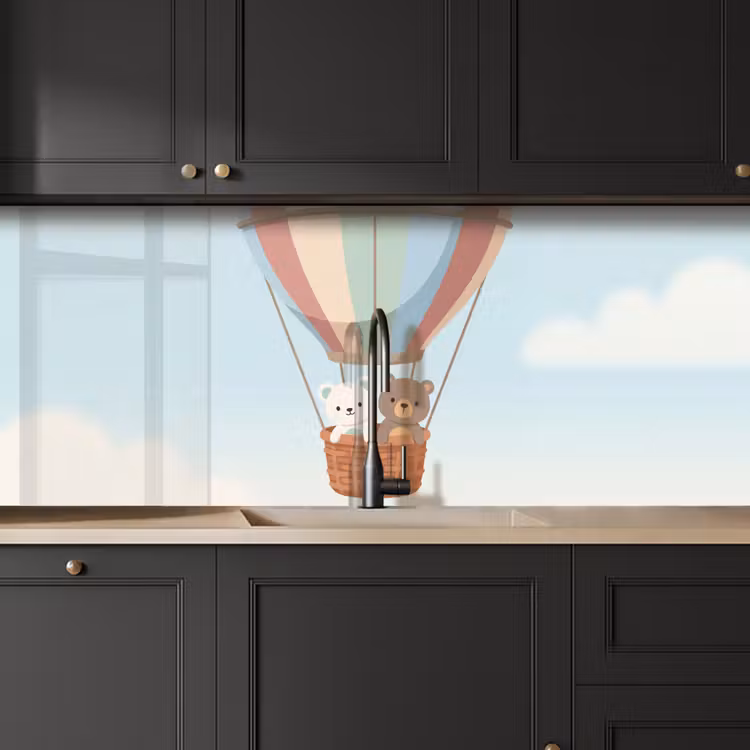 Kitchen splashback - Hot air balloon - Bears - Pastel — 6