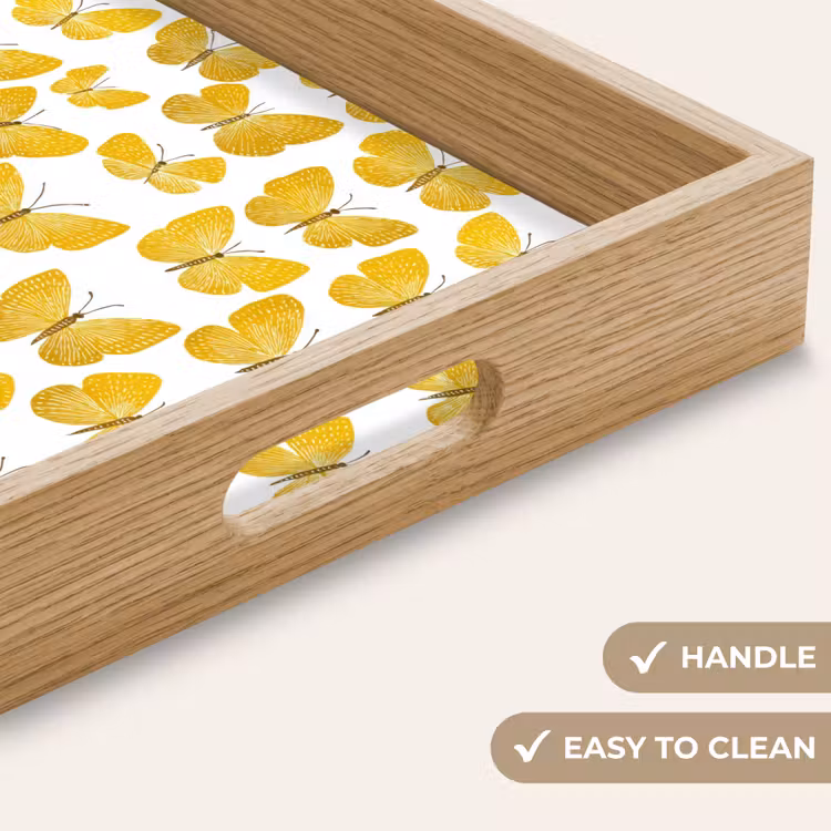 Tray - Butterflies - Botanical - Illustration - Yellow - White — 9