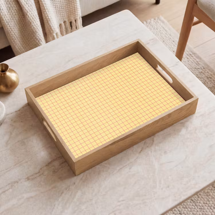 Tray - Checkered - Grid - Minimalist - Yellow - Pink — 2