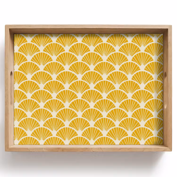 Tray - Fans - Art Deco - Retro - Ochre Yellow — 1
