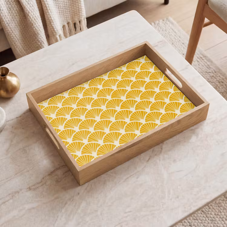 Tray - Fans - Art Deco - Retro - Ochre Yellow — 2