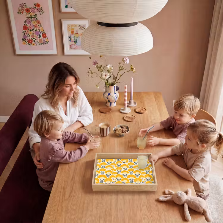 Tray - Flowers - Retro - Botanical - Ochre - Gray — 5